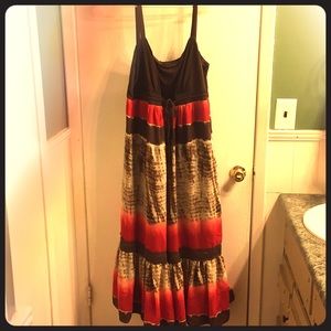 Brown and red maxi dress